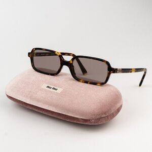 NEW Miu Miu MU11ZSF 14L20I REGARD Havana Purple Brown Rectangle Unisex Sunglasse